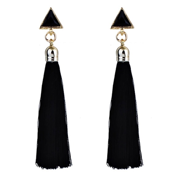 Black Tassle Earrings - Picture 1 of 3